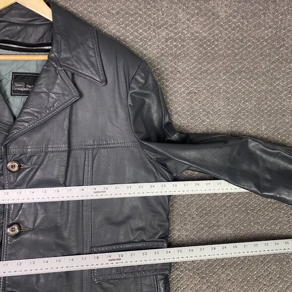 Vintage 70s Sears Leather Jacket Men's 46 Gray Zip In Liner Fight Club - Picture 9 of 15